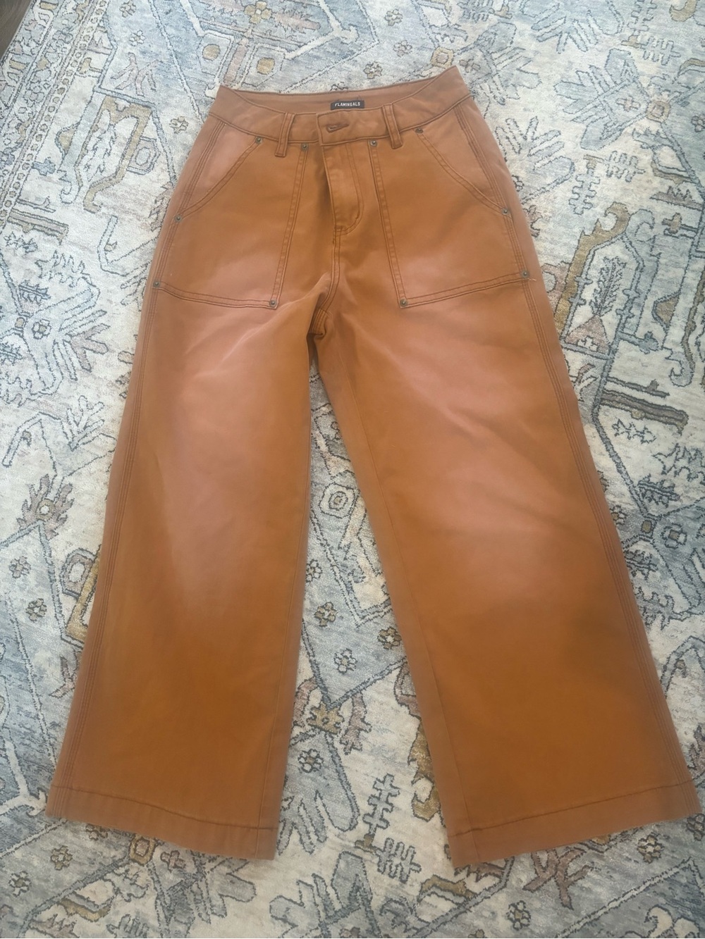 Nwot Flamingals Women's Orange Pants Jeans Cropped Size XS